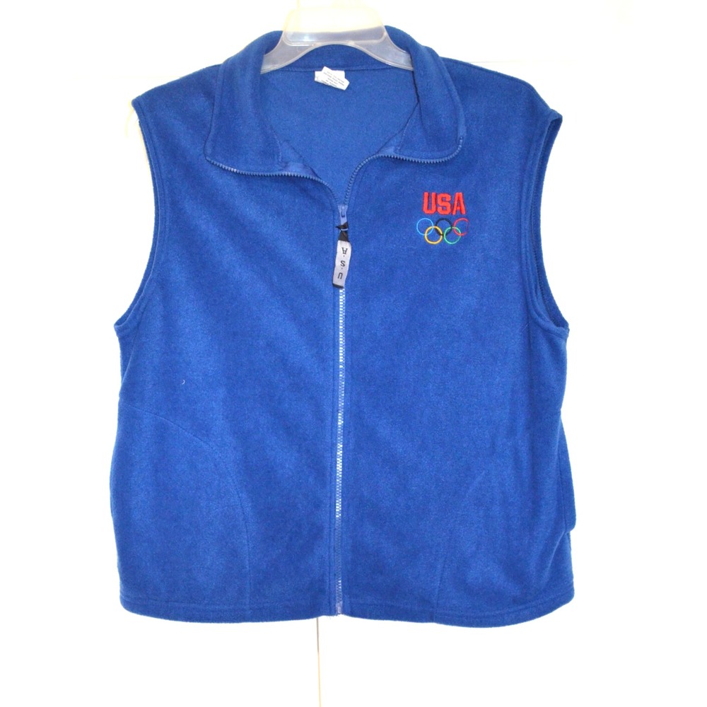 Olympic Committee Fleece Front Zip Lightweight Blue‎ Vest XL United States